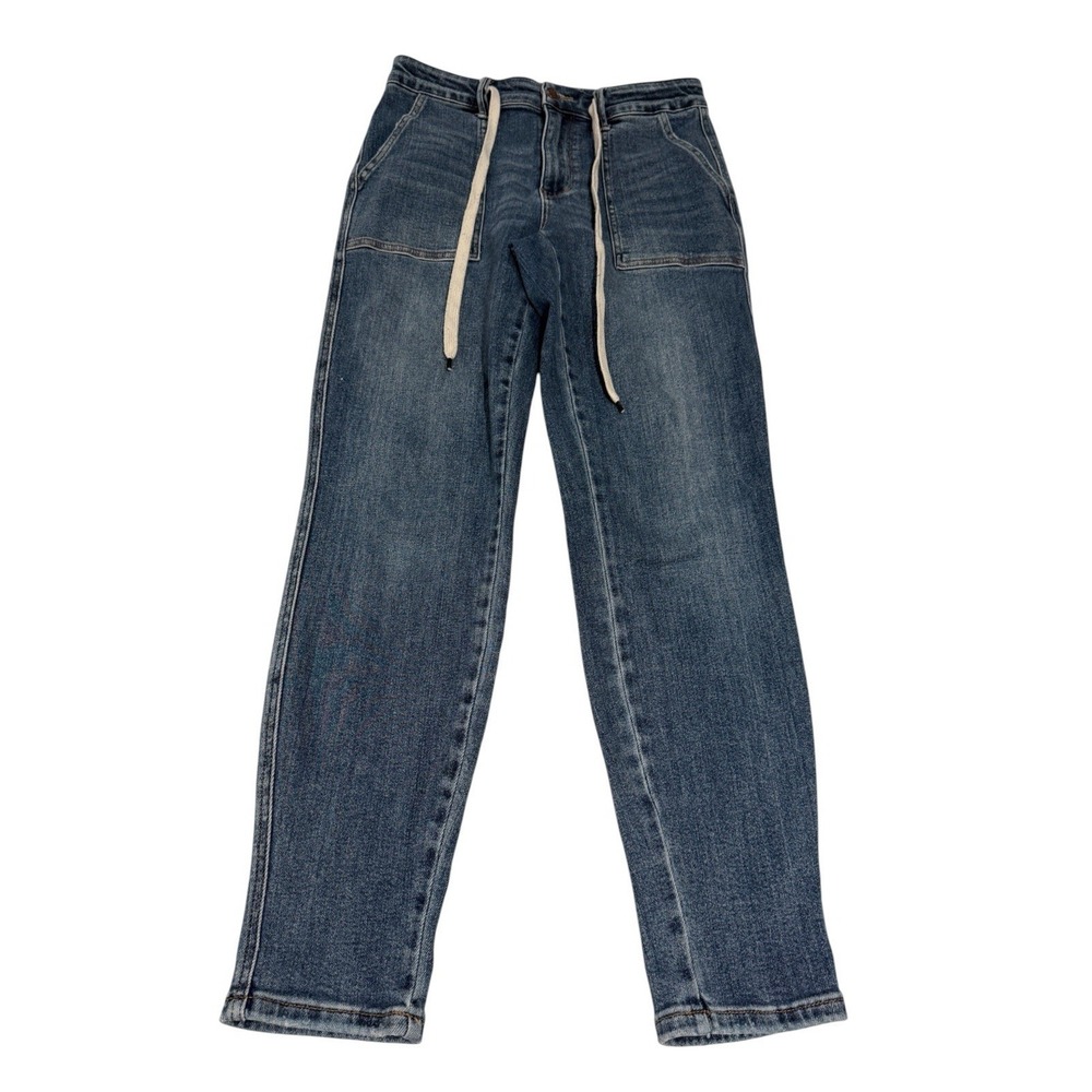 Judy Blue Jogger Womens 7/27 Blue High Rise Denim Drawstring Medium Wash Jeans